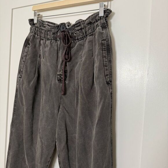 Free People Womens Margate Pleated Trouser Pants Size M Dark Gray Boho Casual - Picture 2 of 13